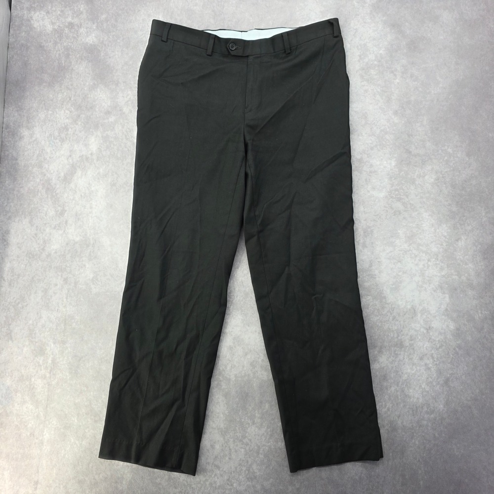 Ralph Ralph Lauren Mens 38x30 Black Flat Front Dress Pants Trousers Stretch